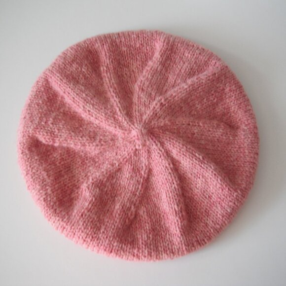 Hand Knitted Beret Hat Toque Adult Size - M Wool Pink Hand knit by me - Picture 4 of 5